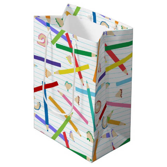 Coloured Pencils Pattern Medium Gift Bag (Front Angled)