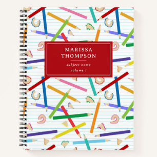 Coloured Pencils Pattern School Teacher Student Notebook