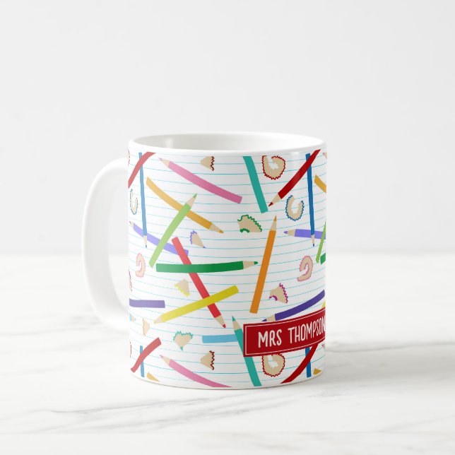 Coloured Pencils Pattern Teacher Appreciation Gift Coffee Mug (Front Left)