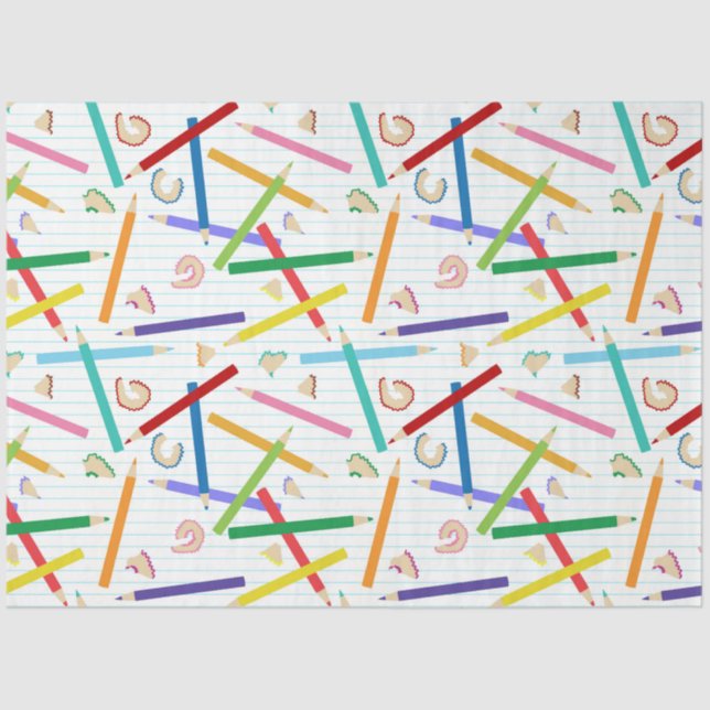 Coloured Pencils Pattern Tissue Paper (Front)