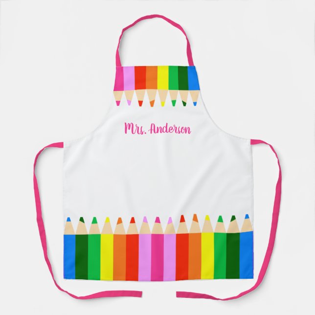 Coloured Pencils Personalise Apron (Front)