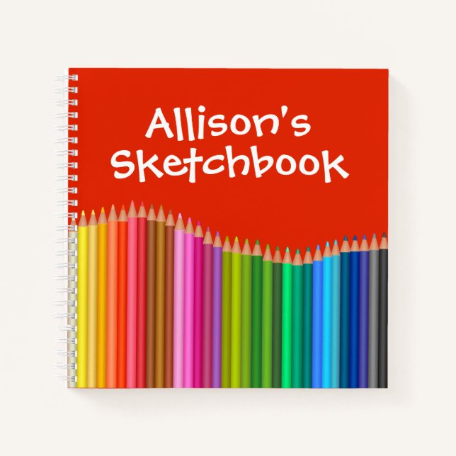 Coloured Pencils Personalised Sketchbook  Notebook (Front)