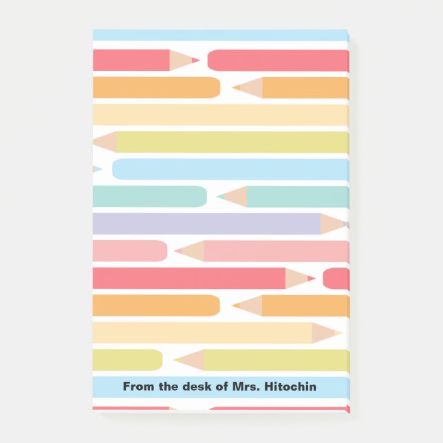 Coloured Pencils Personalised Teacher Appreciation Post-it Notes (Front)