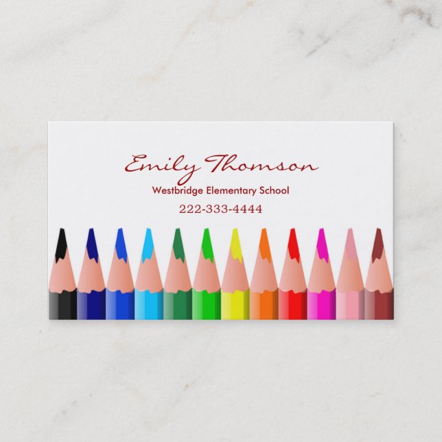 Coloured Pencils Teacher's Business Card (Front)