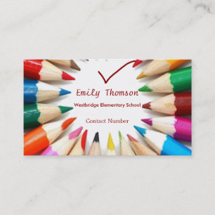 Coloured Pencils Teacher's Business Card