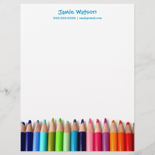 Coloured Pencils Tutor Teacher Letterhead (Front)