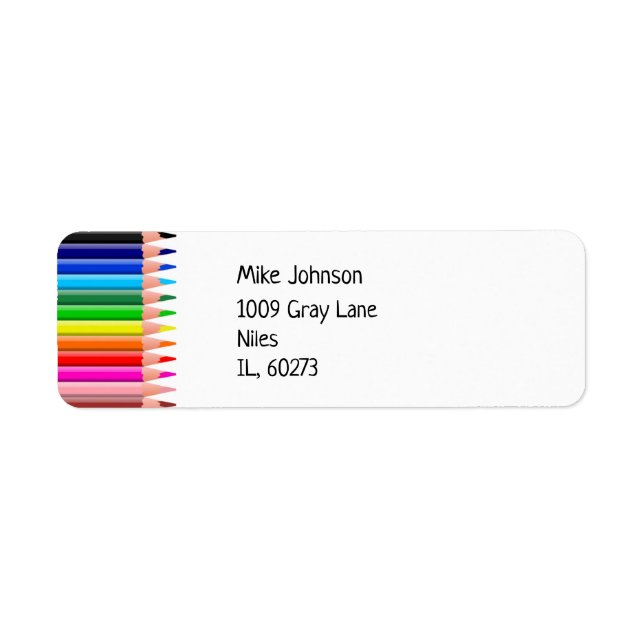 Coloured pencils white custom  return address label (Front)
