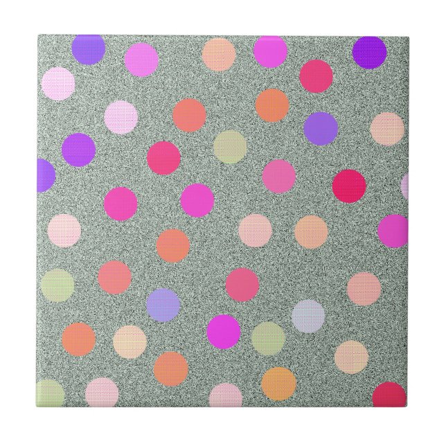 Coloured Poka Dot Ceramic Tile (Front)