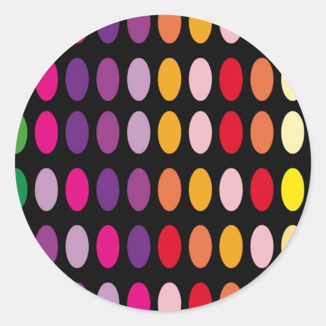 Coloured Polka Dots Classic Round Sticker (Front)