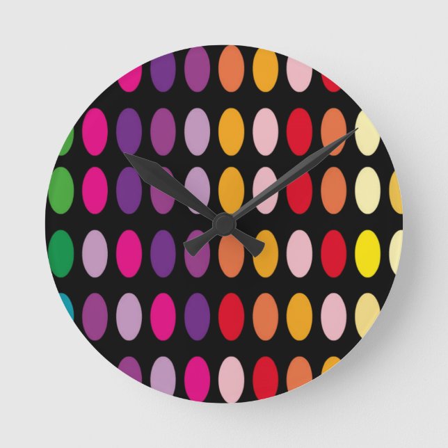 Coloured Polka Dots Round Clock (Front)