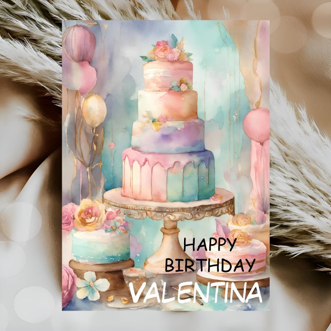 Coloured princess birthday cake card (Creator Uploaded)