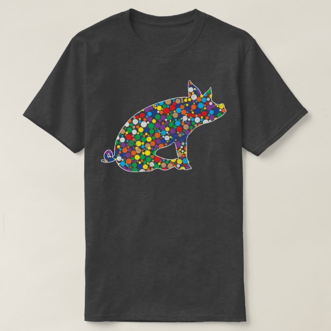 Coloured Rainbow Polka Dot Pig International Dot D T-Shirt (Design Front)