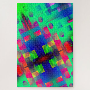 Coloured rectangles with hole, sunken in the centr jigsaw puzzle