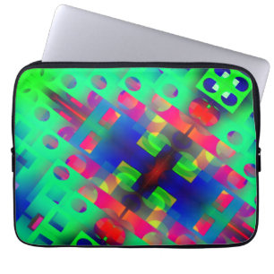 Coloured rectangles with hole, sunken in the centr laptop sleeve