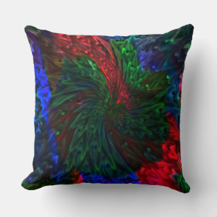 Coloured red green snot explosion in smooth spiral cushion