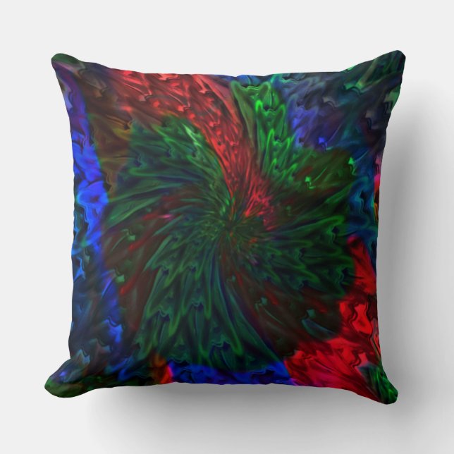 Coloured red green snot explosion in smooth spiral cushion (Front)