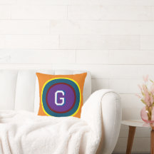 Coloured Rings with Monogram  Throw Pillow