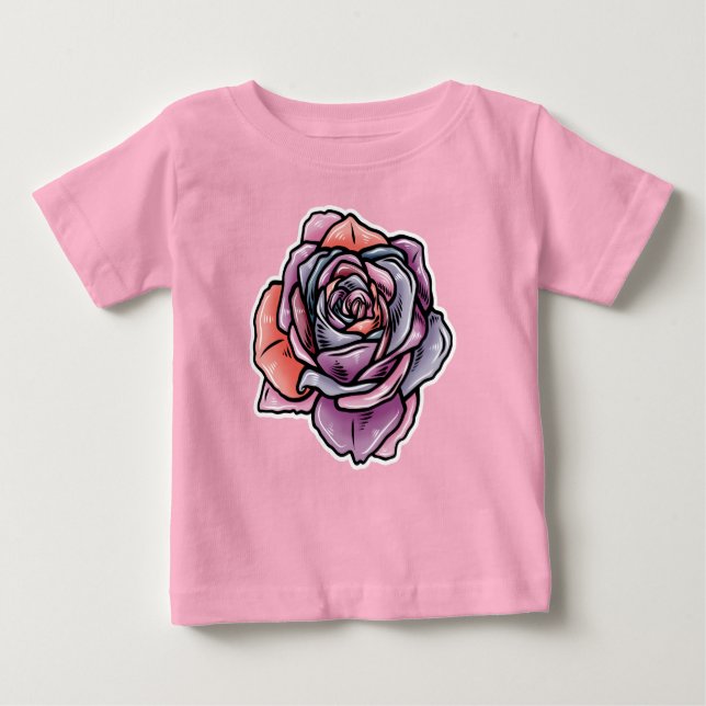 Coloured Rose Flower Baby T-Shirt (Front)
