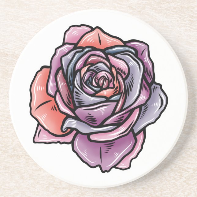 Coloured Rose Flower Coaster (Front)