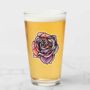 Coloured Rose Flower Glass