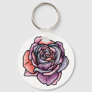Coloured Rose Flower Key Ring