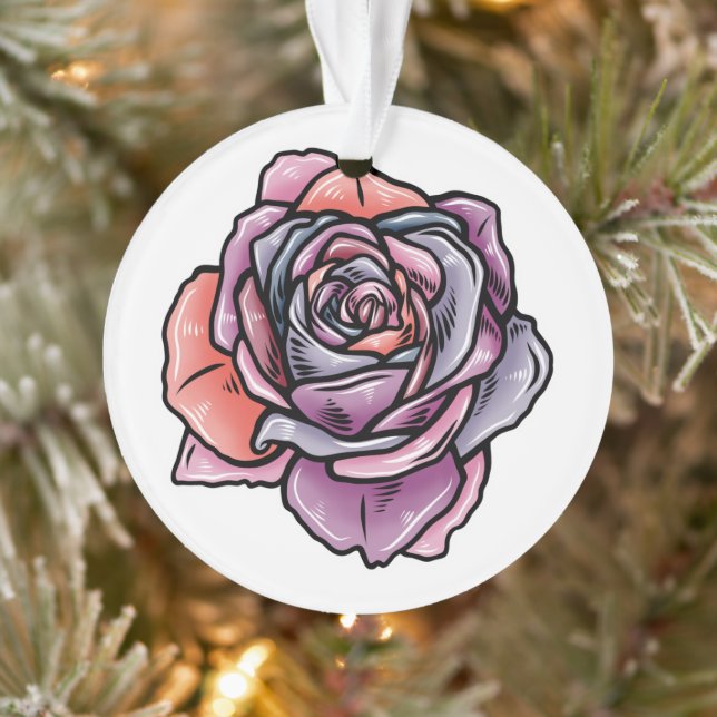 Coloured Rose Flower Ornament (Tree)