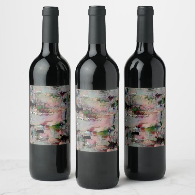 Coloured rustic stone predominated salmon to grey wine label (Bottles)