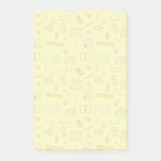 Coloured School Supplies Pattern Post-it Notes (Front)