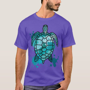 Coloured Sea Turtle Artistic Paint Splotches T-Shirt
