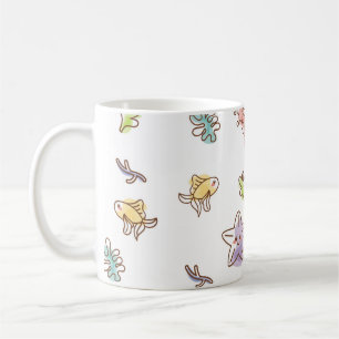 Coloured sealife pattern with seastars and fishes  coffee mug