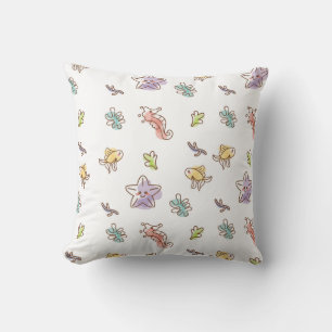 Coloured sealife pattern with seastars and fishes  cushion