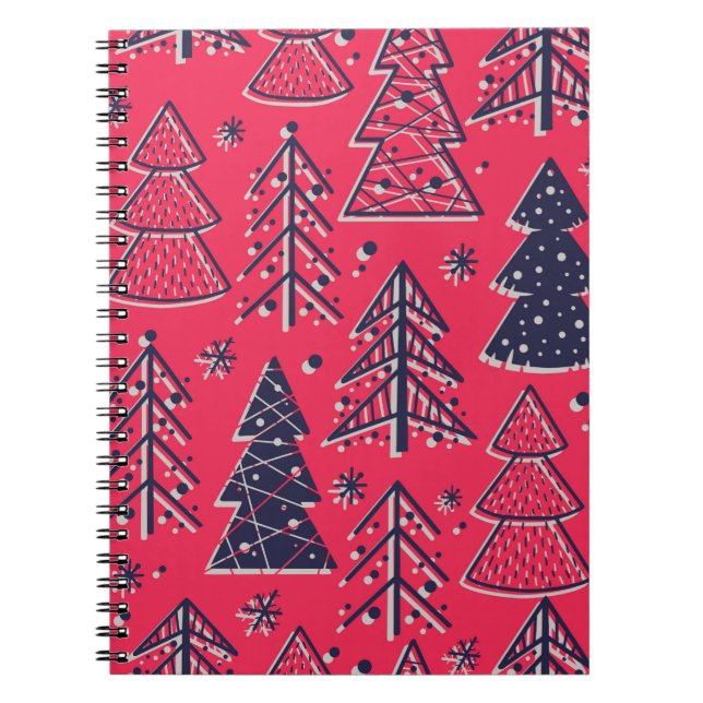 Coloured seamless pattern wallpaper with christmas notebook (Front)