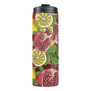 Coloured seamless pattern with pomegranates and le thermal tumbler