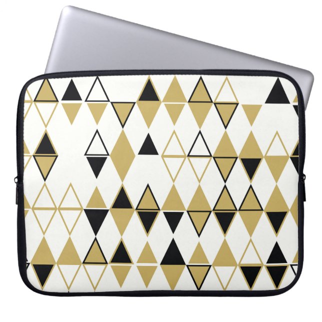 Coloured shapes, geometric abstract pattern laptop sleeve (Front)