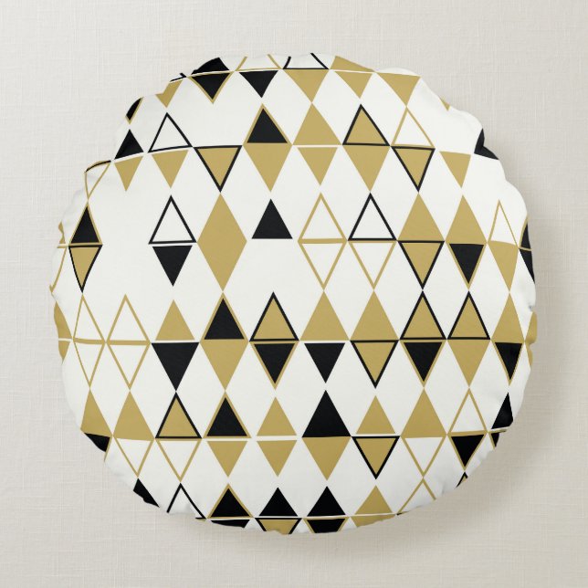 Coloured shapes, geometric abstract pattern round cushion (Front)