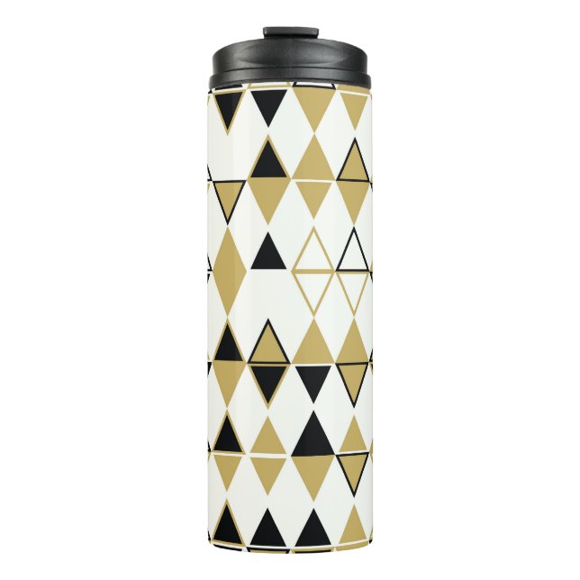 Coloured shapes, geometric abstract pattern thermal tumbler (Front)