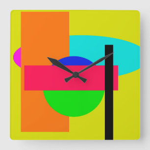 Coloured shapes square wall clock