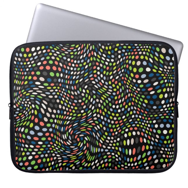 Coloured small dots background. Circles wave. Abst Laptop Sleeve (Front)