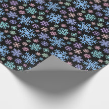 Coloured Snowflakes on Black Background Christmas
