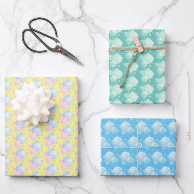 Coloured soap bubbles wrapping paper sheets (Front)