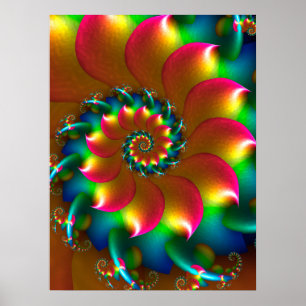 Coloured Spiral Fractal Design Poster