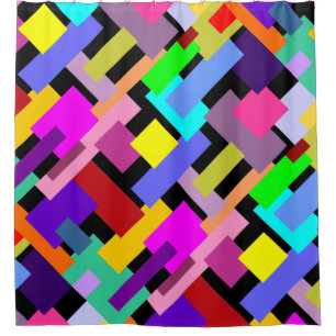 Coloured Squares & Rectangles + your backgr. & ide Shower Curtain