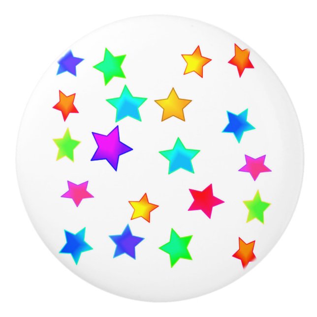 Coloured Stars Door Knob (Front)