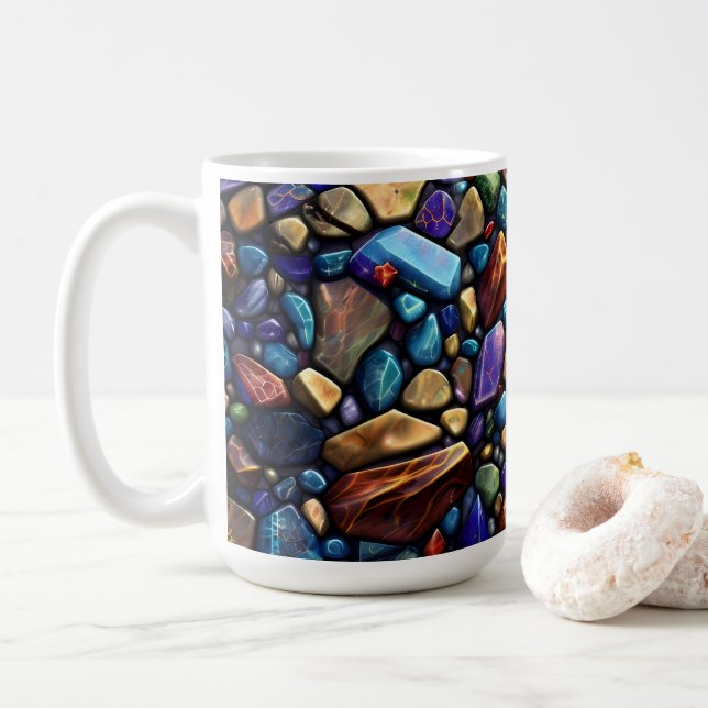 Coloured Stone Mosaic Pattern Coffee Mug (With Donut)