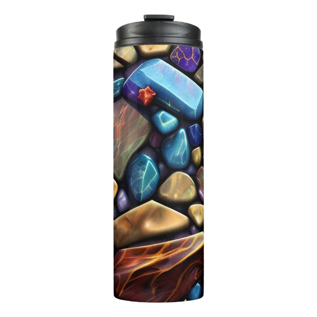 Coloured Stone Mosaic Pattern Thermal Tumbler (Front)