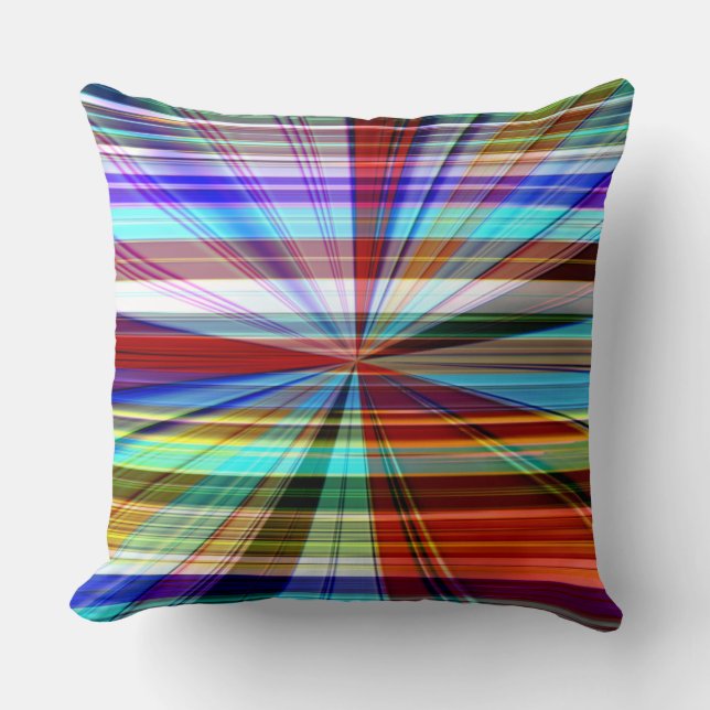 Coloured stripes crossed crossed by panorama effec cushion (Front)