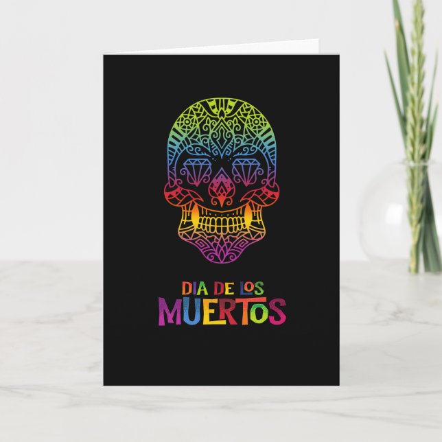 Coloured sugar skull day of dead dia de los muerto card (Front)