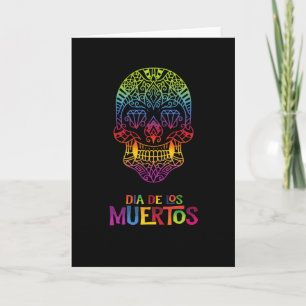 Coloured sugar skull day of dead dia de los muerto card
