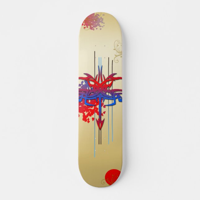 Coloured Tattoo Designed Skateboard (Front)