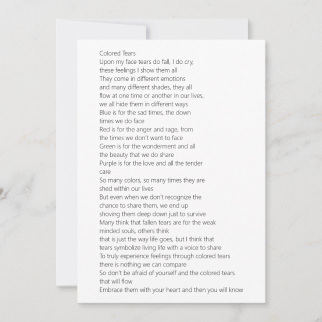 Coloured Tears Poem Card (Front)